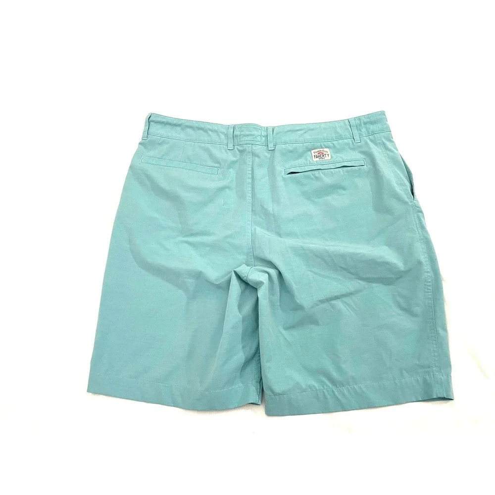 Faherty All Day Chino Shorts Mens 36 Teal Blue Belt Loop 9